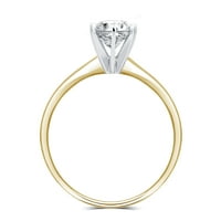 Carat TW rotund diamant 14k aur galben Solitaire inel de logodna