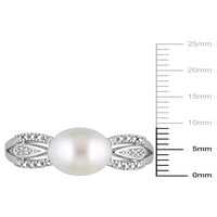 Inel de argint Sterling cu accent de perle și diamante Miabella de Apă Dulce