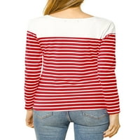 Chilipiruri unice femei culoare bloc dungi tricot Top mâneci lungi T-Shirt