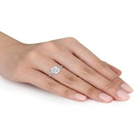 2 carate T. G. W. a creat safir alb și diamant inel de logodnă din Aur Alb de 10k