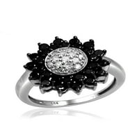Bijuteriiclub 0. Argint Sterling 1. Carat Negru & alb diamant inel pentru femei