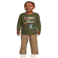 Tricou grafic Garanimals Toddler Boy Cu mânecă lungă, dimensiuni 12M-5T