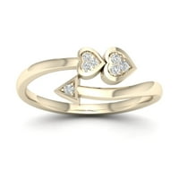 Imperial 1 20ct TDW diamant 10k inimi de Aur Galben și inel săgeată