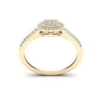 1 3CT TDW diamant 10k aur galben smarald forma compozit inel de logodna