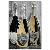 Wynwood Studio băuturi și băuturi spirtoase Wall Art Canvas Prints 'Dom Party For Three' Champagne-Negru, Auriu