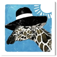 Wynwood Studio Animals Wall Art Print' In the Sun Giraffe ' Zoo și animale sălbatice-albastru, negru