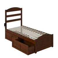 Warren Twin XL pat cu platformă din lemn cu tăblie pentru picioare și sertare de depozitare, nuc