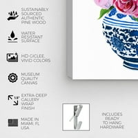 Runway Avenue florale și botanice Wall Art Canvas printuri 'Julianne Taylor-Peonie Vase' florale-roz, albastru