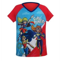Superhero Girls Girl Power Juvenile Top și Set scurt-mediu