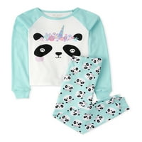 Copii Loc Fete Panda 2 Piese Pijama Set Dimensiuni 4-16
