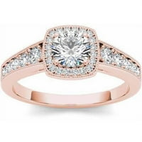1-carate T. W. diamant singur Halo Vintage inel de logodna din Aur Roz 14kt
