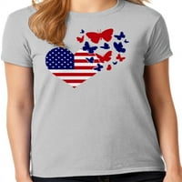 American Flag Heart Collection femei 4 iulie patriotice SUA Doamnelor tricou grafic-fluturi