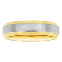 Inel de nuntă din satin cu margine de Tungsten în două tonuri pentru bărbați-bandă de nuntă
