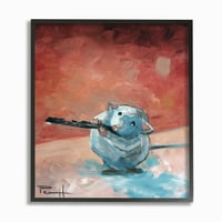 Stupell Industries Mouse-ul de performanță amuzant Albastru Roșu Animal pictura înrămate de perete arta de Sean Parnell