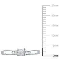Miabella femei Carat TW Printesa-Cut și rotund-Cut diamant Sterling argint Cluster inel de logodna