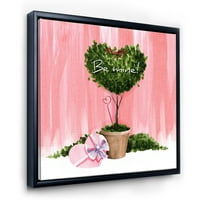 Designart 'Be Mine În Formă De Inimă Valentine House Plant' Fermă Încadrată Pânză De Perete Art Print