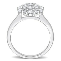 Miabella femei carate TW diamant 10kt aur alb florale Cluster inel de logodna