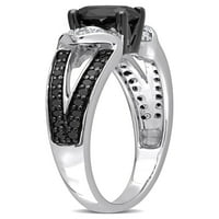 Carat TW negru și alb-negru diamant Sterling Silver Split deschis Gamba inel de logodna