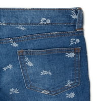 Pantaloni Scurți Midi Din Denim Cu Imprimeu Floral Wonder Nation Girls, Dimensiuni 4-Și Plus