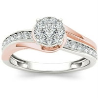 Carat T. W. diamant roz în două tonuri Bypass Cluster inel de logodnă din Aur Alb de 10kt