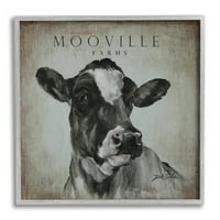 Stupell Industries Mooville Farms semn Rustic Vintage vacă de lapte portret, 24, Design de Debi Coules