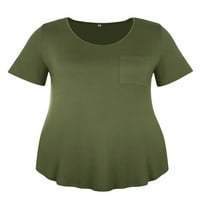 Femei Plus Dimensiune maneca scurta V-Neck tunica Top Casual Vrac T Shirt cu buzunar de bază tee shirt pentru femei