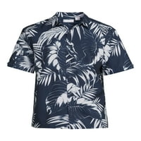 Cafe Luna bărbați texturate tropicale frunze de imprimare cămașă cu mâneci scurte