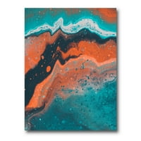 Designart 'compoziție abstractă de marmură în portocaliu și albastru VI' modern Canvas Wall Art Print