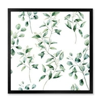 Designart 'ramuri de plante de eucalipt Verde IV' imprimare tradițională de artă încadrată