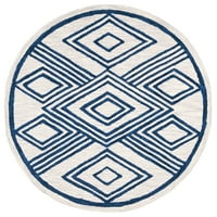 Micro-Buclă Glenda Geometric Aztec Lână Zona Covor, Fildeș Navy, 5' 5 ' Rotund
