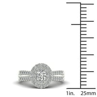 3 4CT TDW diamant 14k aur alb dublu Halo inel de logodna