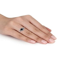 1-Carat T. W. diamant alb-negru 14kt Aur Alb Halo inel de logodna