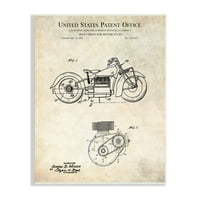 Stupell Industries Vintage Motociclete ax Drive Machinery diagrama Blueprint arta de perete din lemn, 15, Design de Karl Hronek