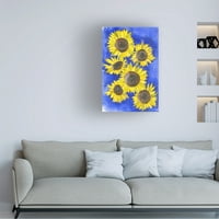 Trademark Fine Art Floral Canvas Art 'floarea-soarelui pe Blues' de Claudia Interrante