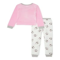 Btween Fete Cu Mânecă Lungă Velur Top & Pantaloni De Pijama Jogger, Mărimi 7-12