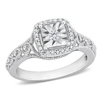 Miabella femei carate T. W. diamant Sterling Silver Halo inel de logodna