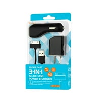 Universal Iphone 4g Amp 3-in-Car R adaptor de perete cu cablu în negru 2-pack