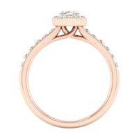 Inel de logodnă Imperial Ct TDW Marquise Diamond Halo din aur roz de 10K