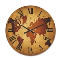 Designart 'harta lumii antice VI' ceas de perete din lemn Vintage