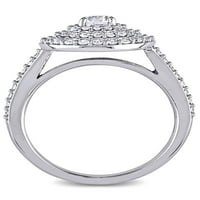 Miabella Carat T. W. diamant 14kt Aur Alb dublu Halo inel de logodna