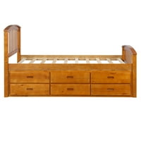 Pat de depozitare cu platformă Twin Size, pat din lemn masiv Aukfa cu sertare, tăblie și picioare, asamblare ușoară, Suport pentru