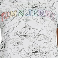 Tricou cu imprimeu grafic Tom si Jerry pentru femei cu maneci scurte, marimi XS-XXXL