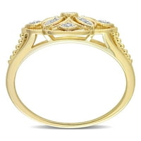 Diamant Accent 10kt Aur Galben Vintage trifoi inel