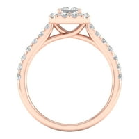 Inel de logodnă Imperial Ct TDW Princess Diamond Halo din aur roz de 10K