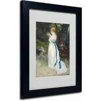 Marcă comercială Fine Art Lady In White Canvas Art de Pierre Renoir, cadru negru