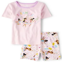 Setul de pijamale din bumbac cu mânecă scurtă și scurtă pentru copii, dimensiuni 4-16