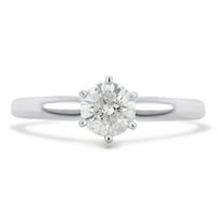 Carat TW rotund diamant 14k aur alb Solitaire inel de logodna