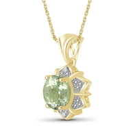 Bijuteriiclub Carat T. G. W. ametist verde și diamant alb Accent aur 14K peste argint pandantiv, 18