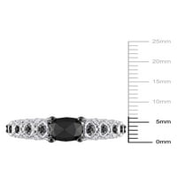 1-Carat T. W. diamant alb-negru 10kt aur alb inel de logodna