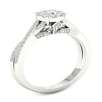 Carat T. W. diamant 10kt Aur Alb Criss Cross inel de logodna